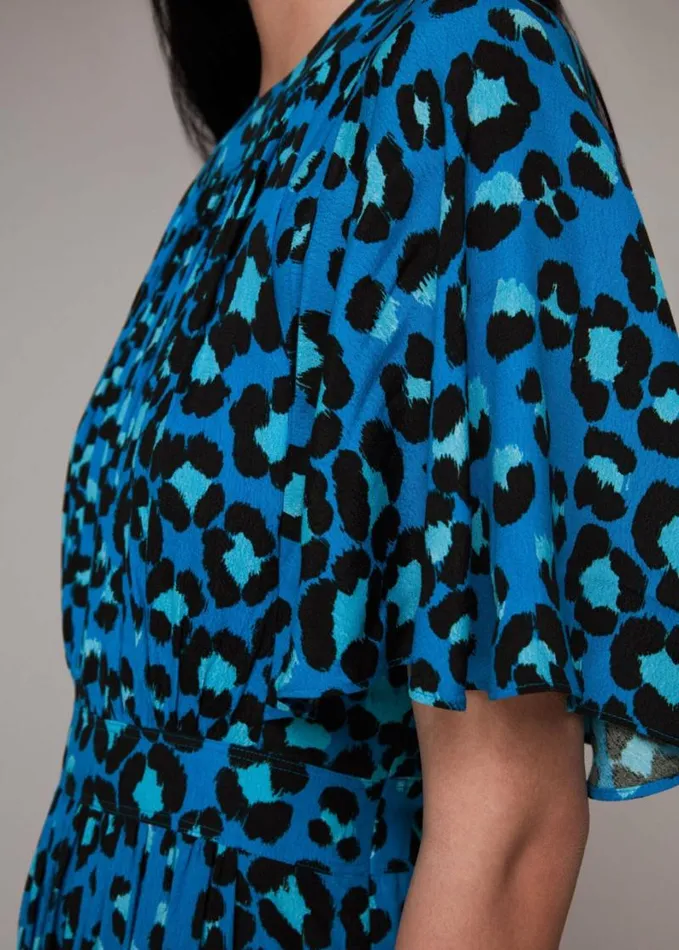 Whistles Painted Leopard Amelia Dress Bluemulti Women Dresses