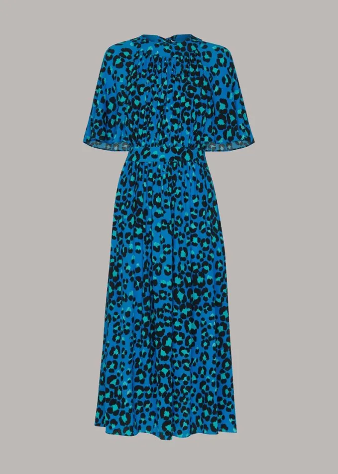 Whistles Painted Leopard Amelia Dress Bluemulti Women Dresses