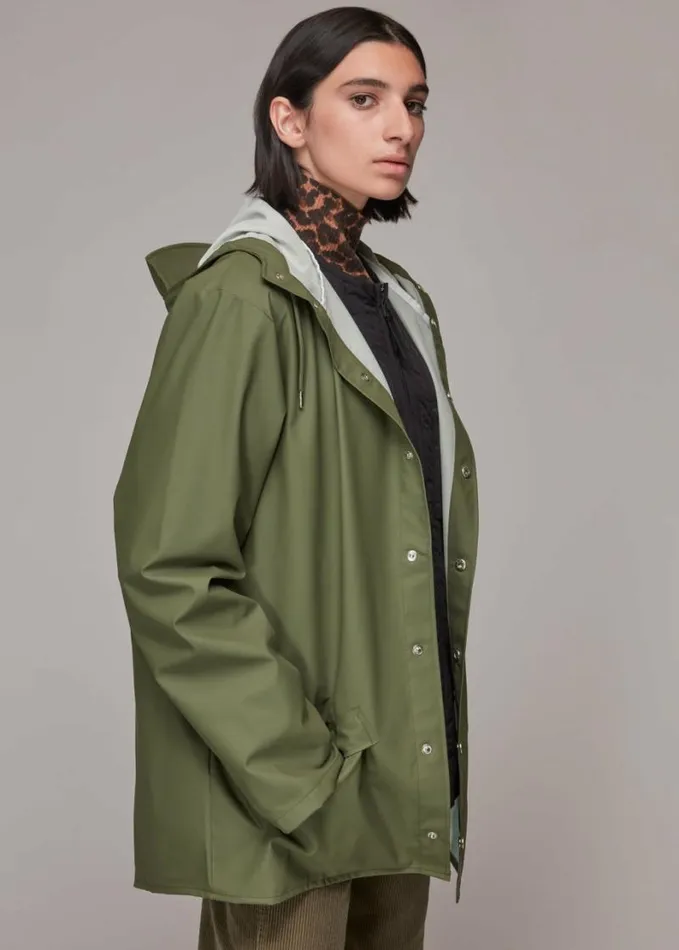 Whistles Rains Hooded Jacket Olive Women Coats and Jackets
