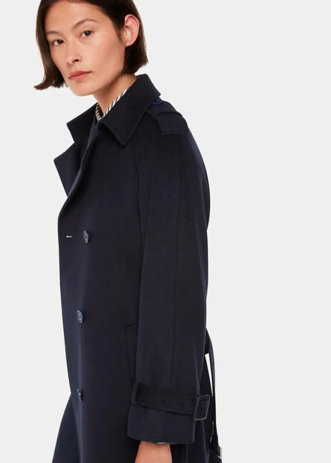 Whistles Sabine Wool Mac Navy Women Coats and Jackets