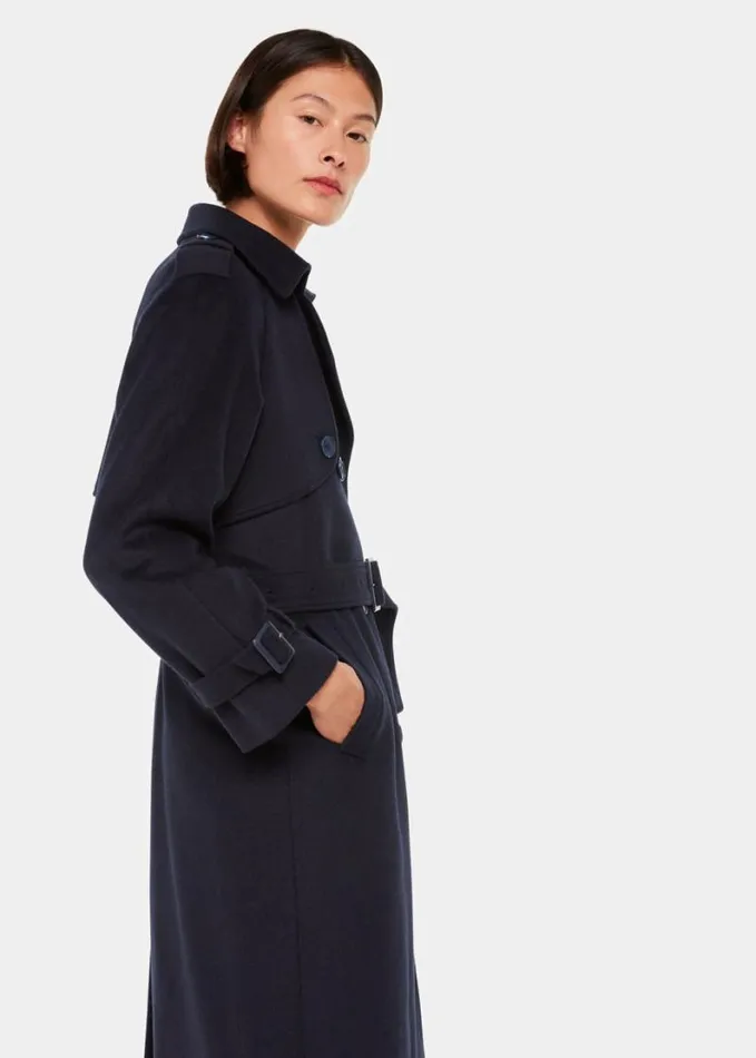 Whistles Sabine Wool Mac Navy Women Coats and Jackets