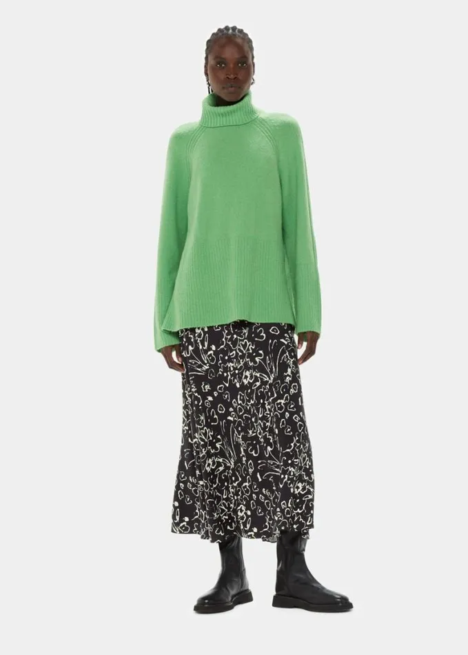 Whistles Scribble Bouquet Fluted Skirt Blackmulti Women Skirts