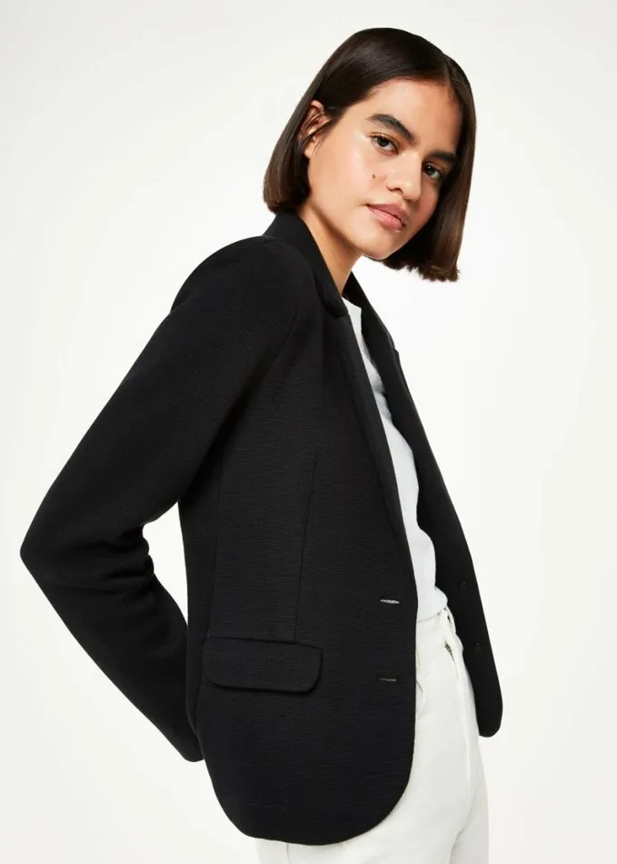Whistles Slim Jersey Jacket Black Women Coats and Jackets