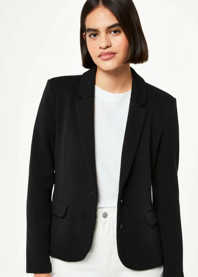 Whistles Slim Jersey Jacket Black Women Coats and Jackets