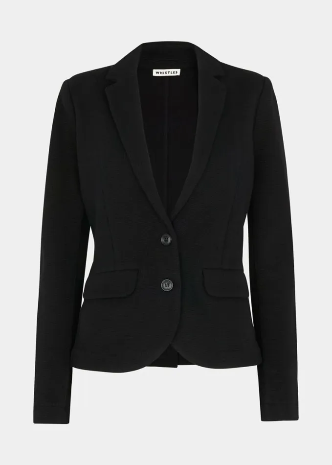 Whistles Slim Jersey Jacket Black Women Coats and Jackets
