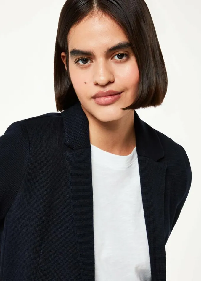 Whistles Slim Jersey Jacket Navy Women Coats and Jackets