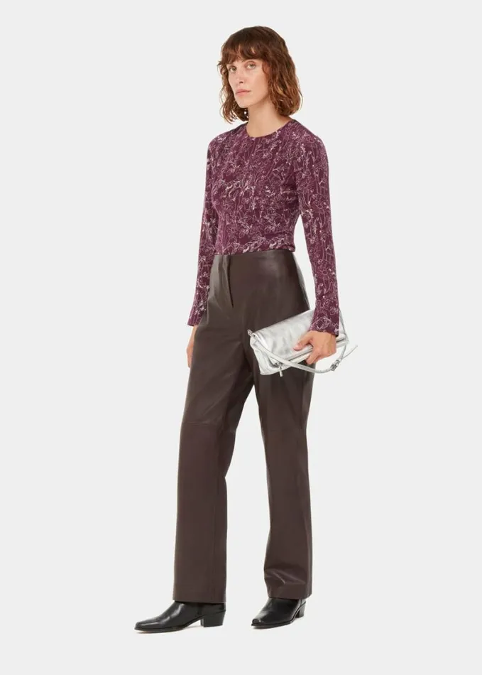 Whistles Strawberry Plant Silk Top Burgundymulti Women Tops