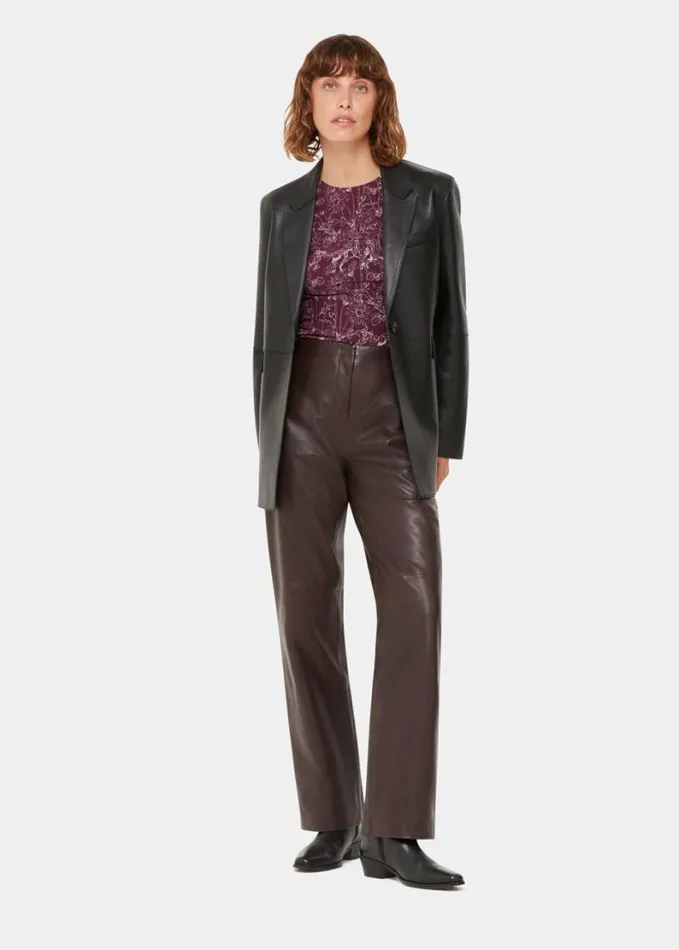 Whistles Strawberry Plant Silk Top Burgundymulti Women Tops