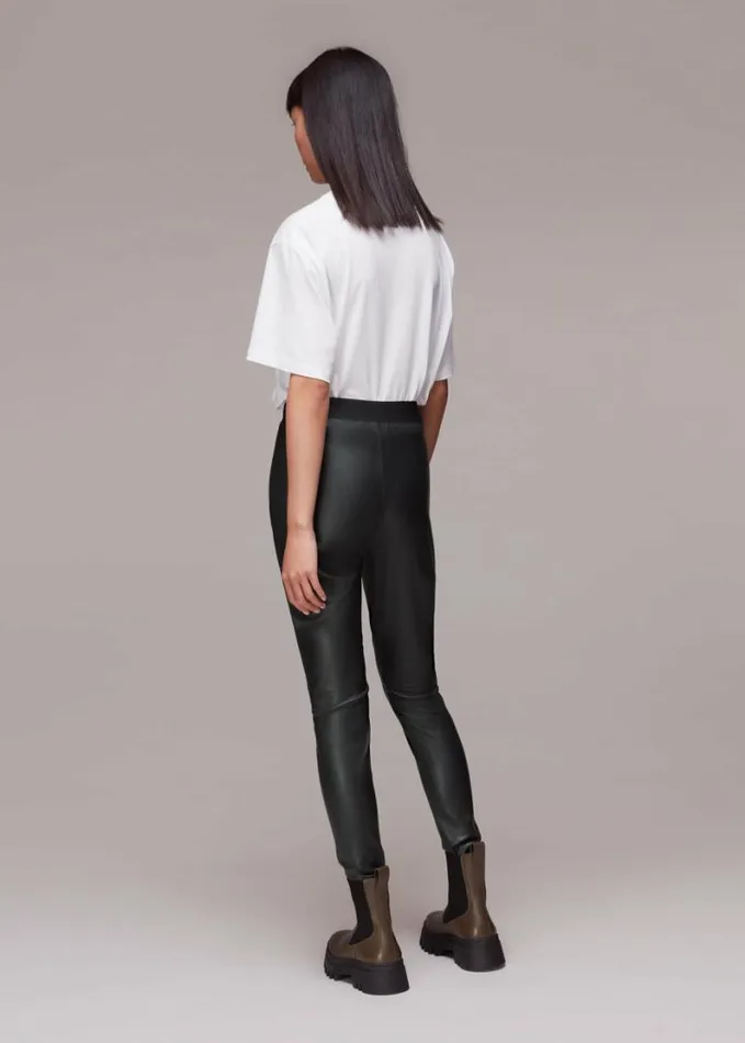 Whistles Stretch Leather Legging Black Women Pants