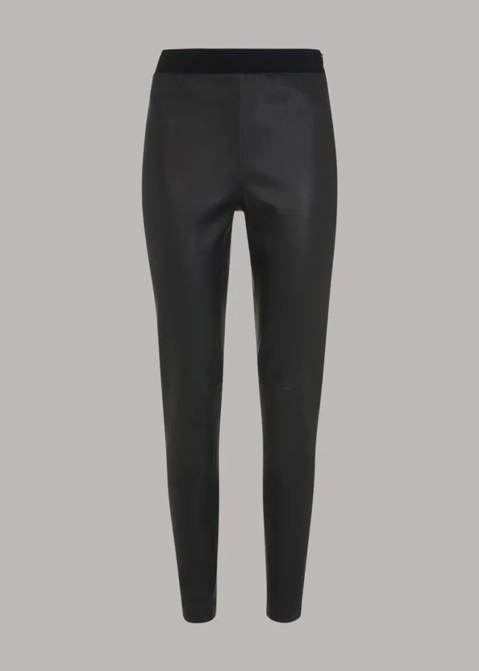 Whistles Stretch Leather Legging Black Women Pants