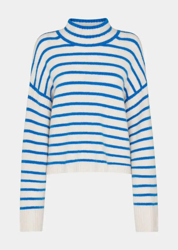 Whistles Stripe Rib Detail Funnel Knit Bluemulti Women Sweaters and Cashmere Whistles Stripe Rib Detail Funnel Knit Bluemulti Women Sweaters and Cashmere