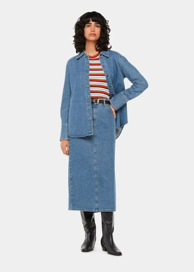 Whistles Stripe Ribbed Crew Multicolour Women Tops