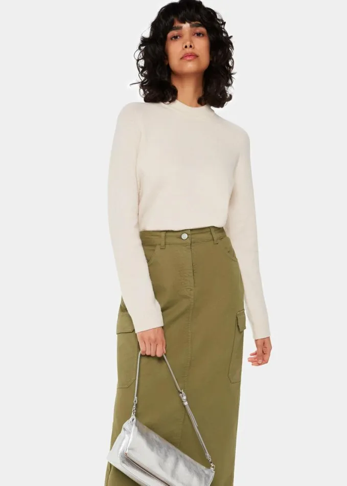 Whistles Tessa Cargo Midi Skirt Khaki Women Skirts