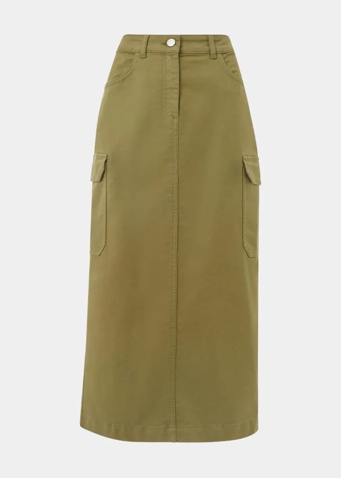 Whistles Tessa Cargo Midi Skirt Khaki Women Skirts