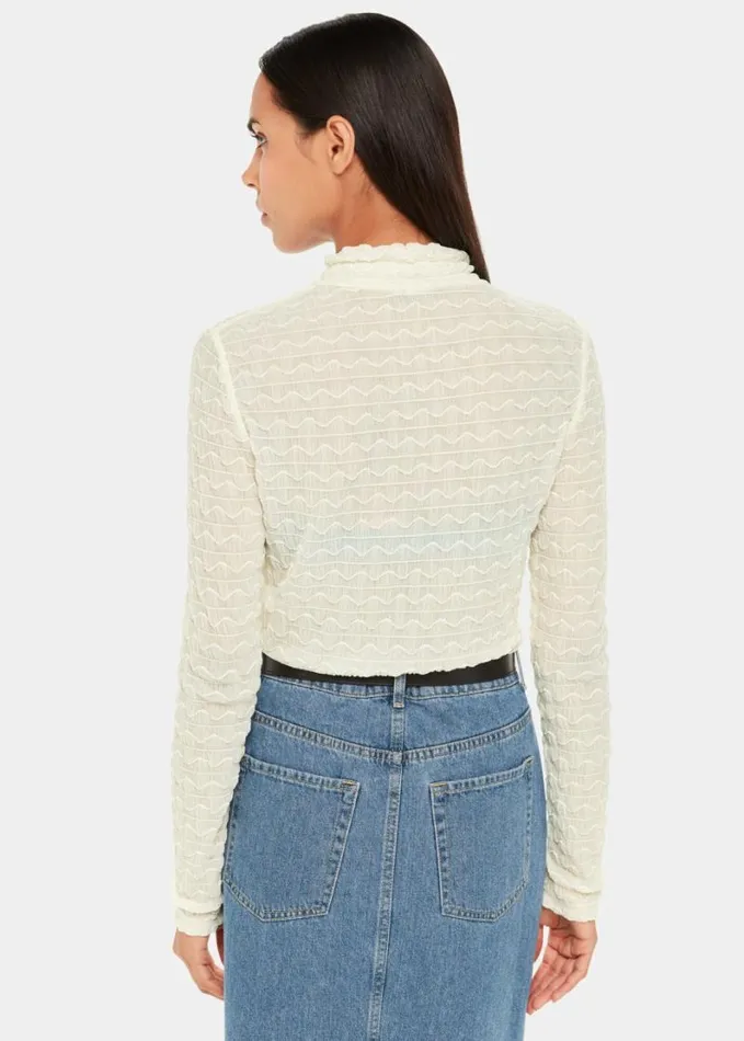 Whistles Texture Ruched Top White Women Tops