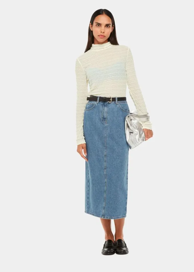 Whistles Texture Ruched Top White Women Tops