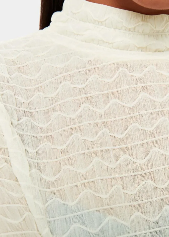 Whistles Texture Ruched Top White Women Tops