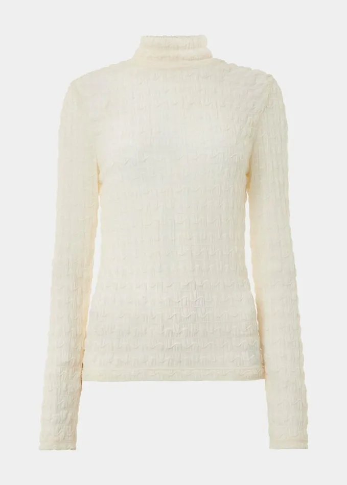 Whistles Texture Ruched Top White Women Tops