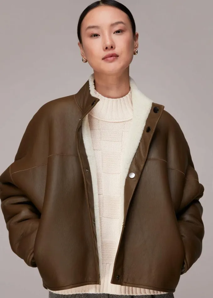 Whistles Zoe Reversible Coat Brownmulti Women Coats and Jackets