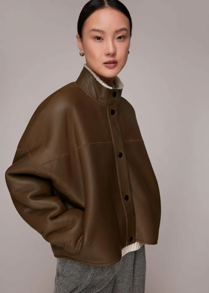 Whistles Zoe Reversible Coat Brownmulti Women Coats and Jackets