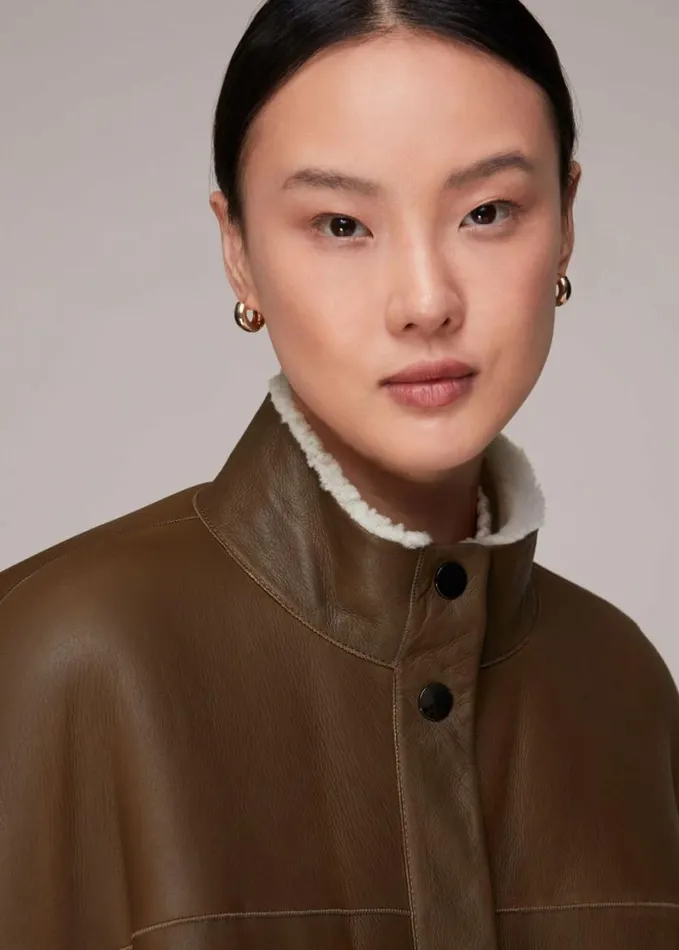 Whistles Zoe Reversible Coat Brownmulti Women Coats and Jackets