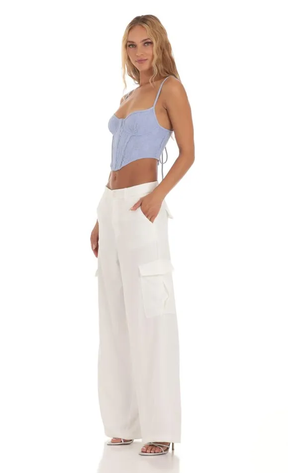 Wide Leg Cargo Pants White Women LUCY IN THE SKY Pants