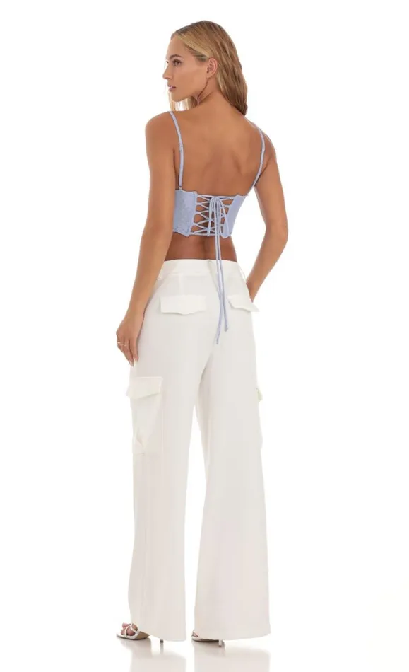 Wide Leg Cargo Pants White Women LUCY IN THE SKY Pants Wide Leg Cargo Pants White Women LUCY IN THE SKY Pants