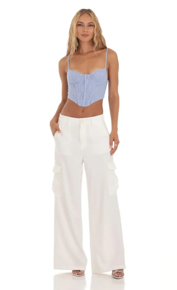Wide Leg Cargo Pants White Women LUCY IN THE SKY Pants Wide Leg Cargo Pants White Women LUCY IN THE SKY Pants