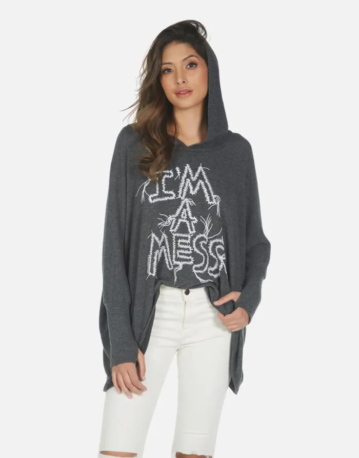 Wilma I039m A Mess Heather Black Women Lauren Moshi Hoodies