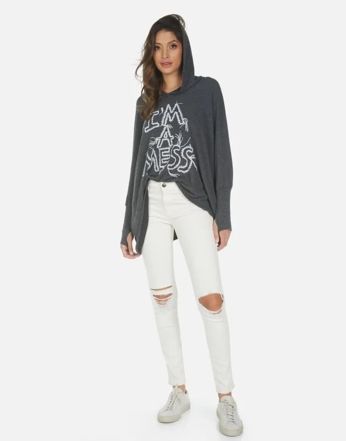 Wilma I039m A Mess Heather Black Women Lauren Moshi Hoodies