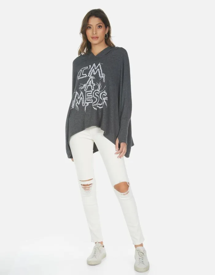 Wilma I039m A Mess Heather Black Women Lauren Moshi Hoodies