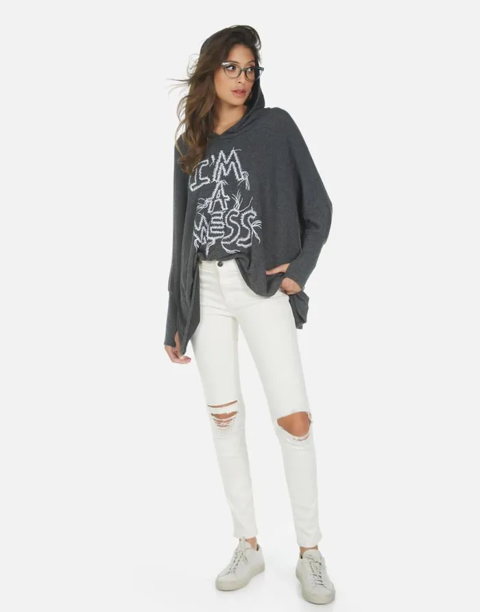 Wilma I039m A Mess Heather Black Women Lauren Moshi Hoodies
