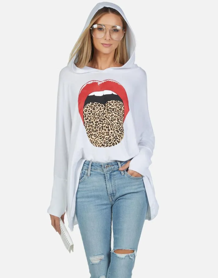 Wilma X Leopard Tongue Heather Black Women Lauren Moshi Hoodies