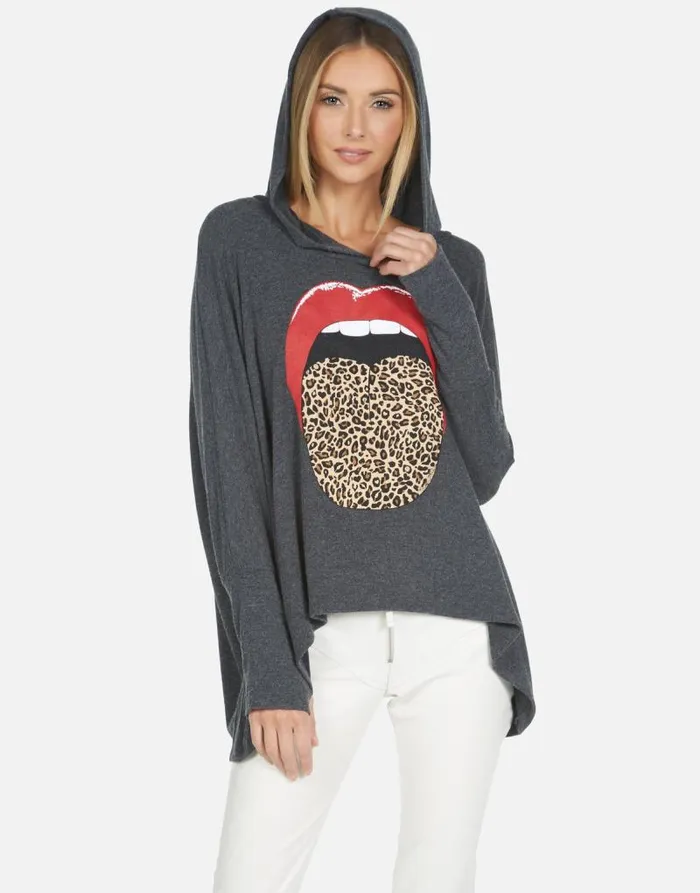 Wilma X Leopard Tongue Heather Black Women Lauren Moshi Hoodies