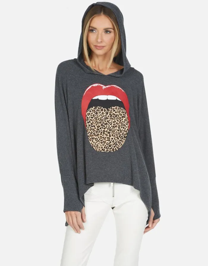 Wilma X Leopard Tongue Heather Black Women Lauren Moshi Hoodies
