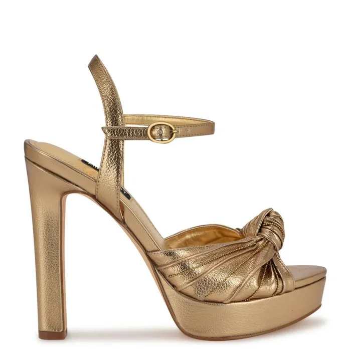 Winne Knotted Platform Sandals Bronze Women Nine West Sandals