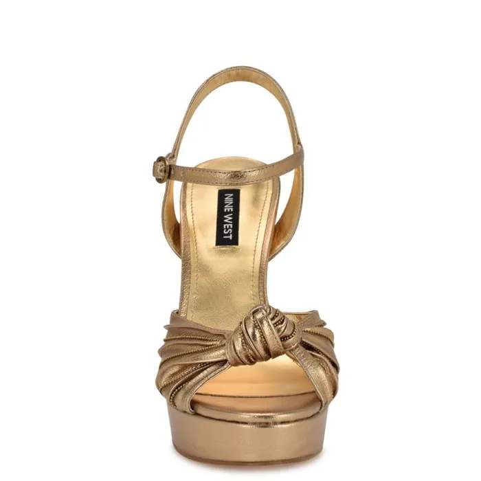 Winne Knotted Platform Sandals Bronze Women Nine West Sandals Winne Knotted Platform Sandals Bronze Women Nine West Sandals