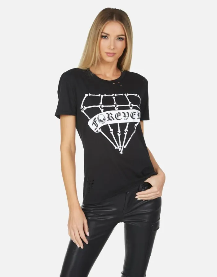 Wolf Bone Diamond Black Women Lauren Moshi Short Sleeve