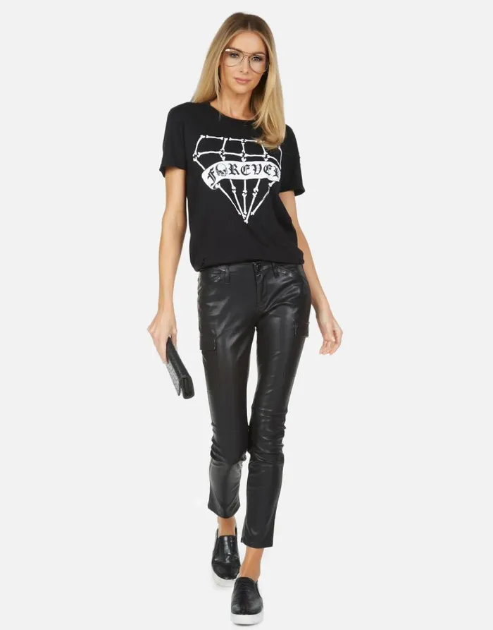 Wolf Bone Diamond Black Women Lauren Moshi Short Sleeve