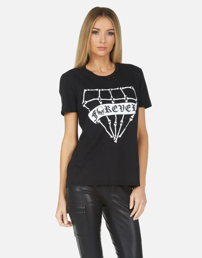 Wolf Bone Diamond Black Women Lauren Moshi Short Sleeve