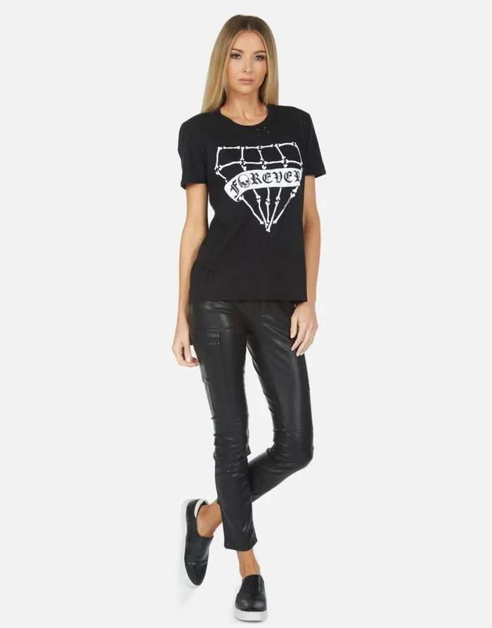 Wolf Bone Diamond Black Women Lauren Moshi Short Sleeve
