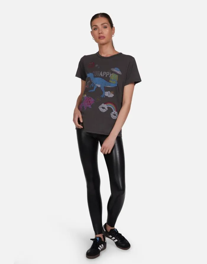 Wolf Dino Elements Vintage Black Women Lauren Moshi Short Sleeve