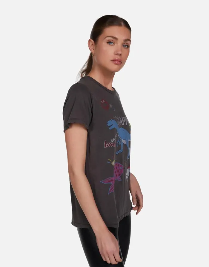 Wolf Dino Elements Vintage Black Women Lauren Moshi Short Sleeve