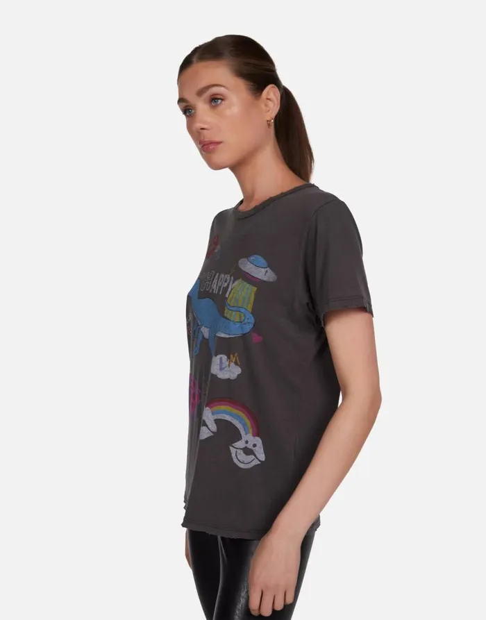 Wolf Dino Elements Vintage Black Women Lauren Moshi Short Sleeve