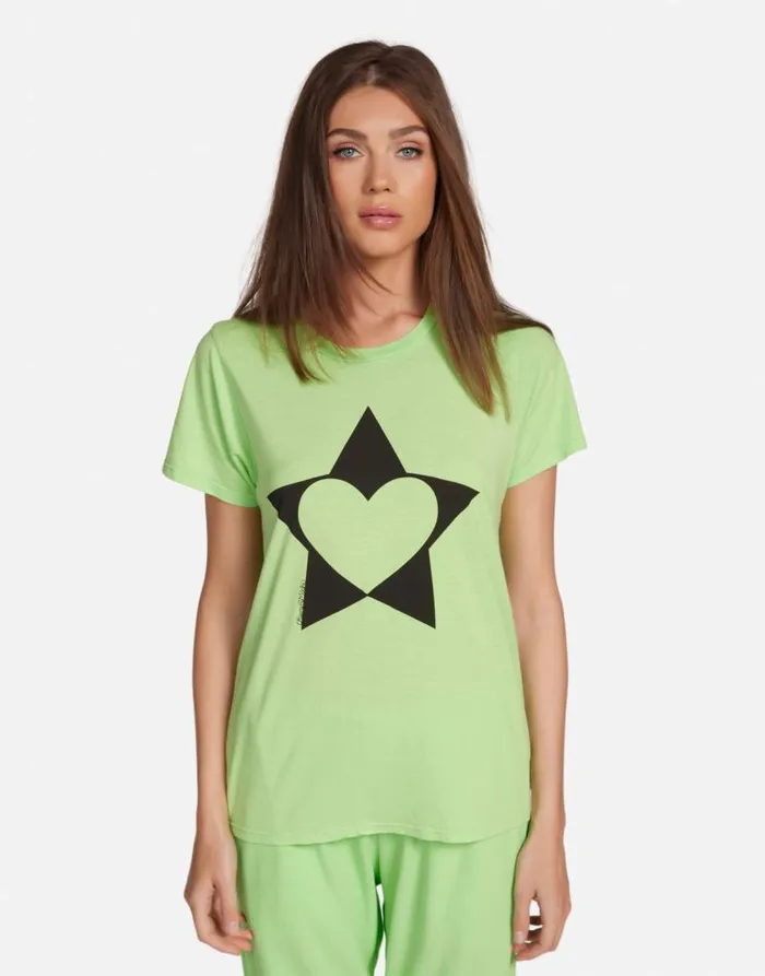 Wolf Love Star Bright Green Women Lauren Moshi Short Sleeve