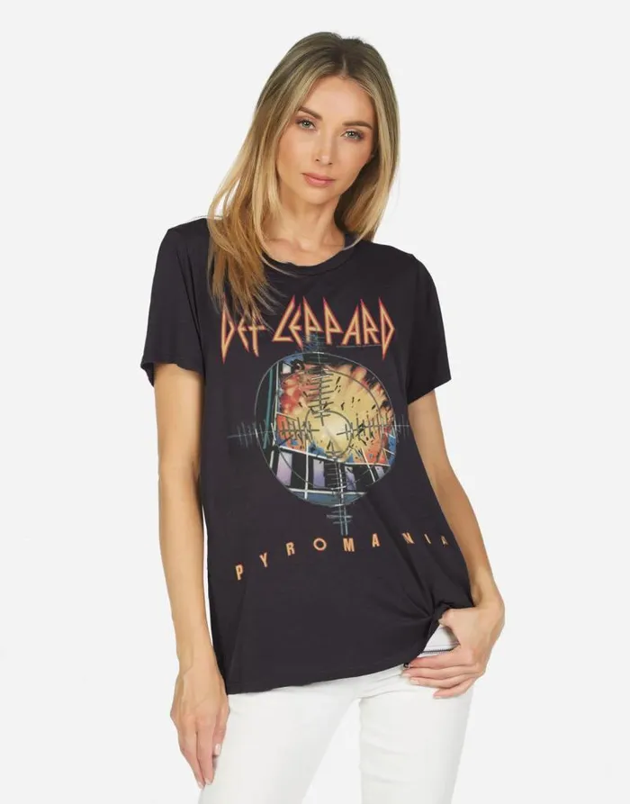 Wolf X Def Leppard Pyromania Onyx Women Lauren Moshi Short Sleeve