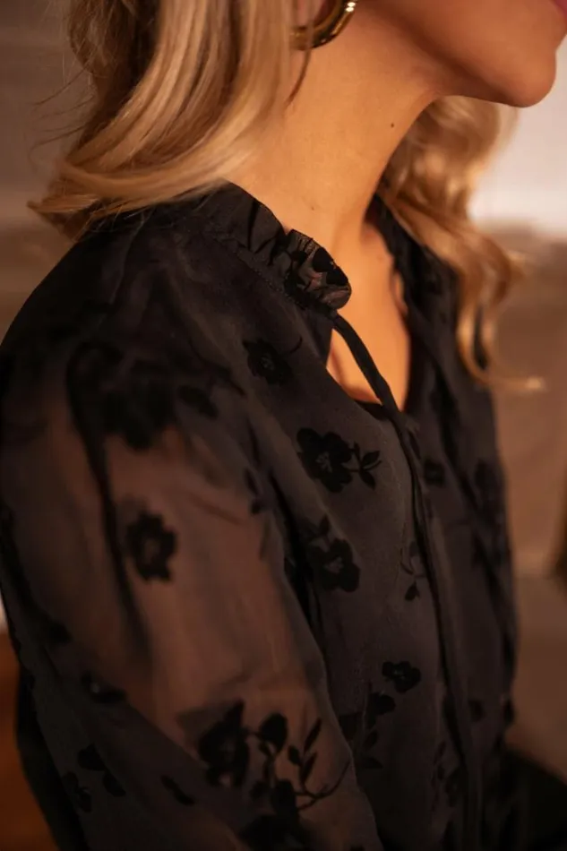 Women039s Clothing Blouses Easy Clothes Black Floral Velvet Maiko Blouse