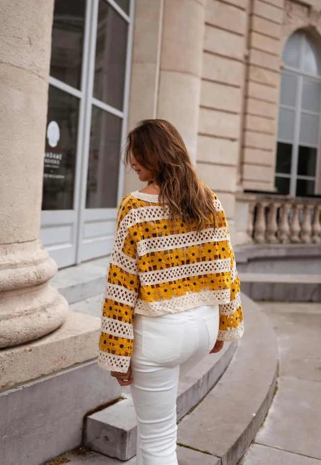 Women039s Clothing Blouses Easy Clothes Ecru And Yellow Crochet Taylor Blouse Women039s Clothing Blouses Easy Clothes Ecru And Yellow Crochet Taylor Blouse