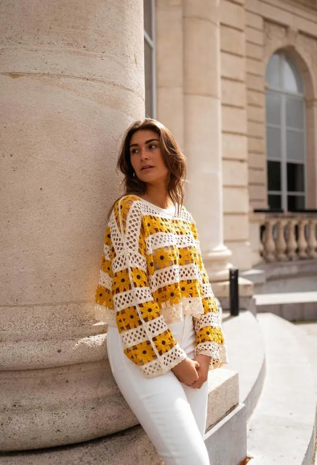 Women039s Clothing Blouses Easy Clothes Ecru And Yellow Crochet Taylor Blouse Women039s Clothing Blouses Easy Clothes Ecru And Yellow Crochet Taylor Blouse