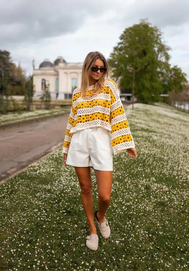 Women039s Clothing Blouses Easy Clothes Ecru And Yellow Crochet Taylor Blouse Women039s Clothing Blouses Easy Clothes Ecru And Yellow Crochet Taylor Blouse